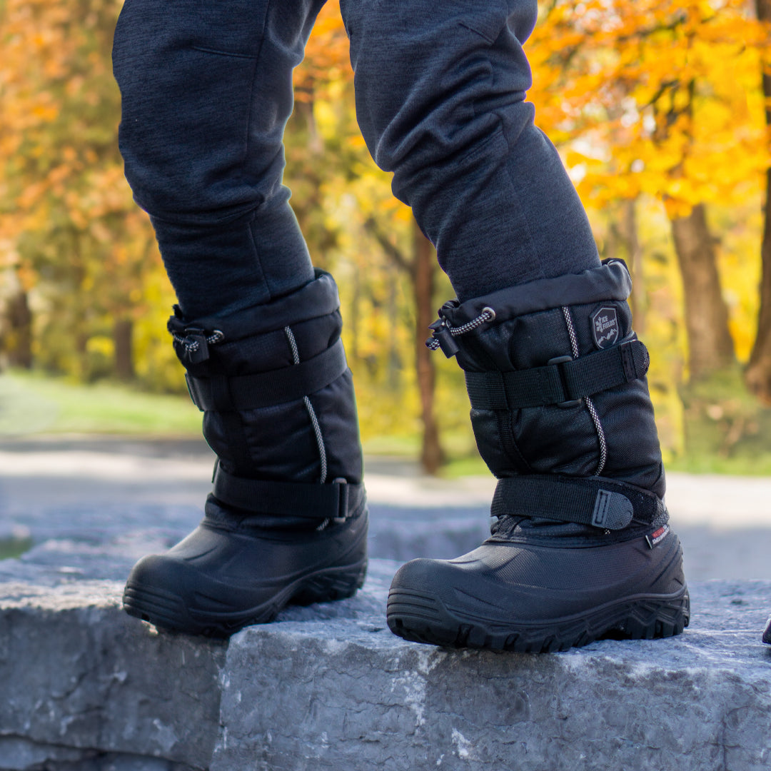 tall black insulated kid's winter pac boots #color_black