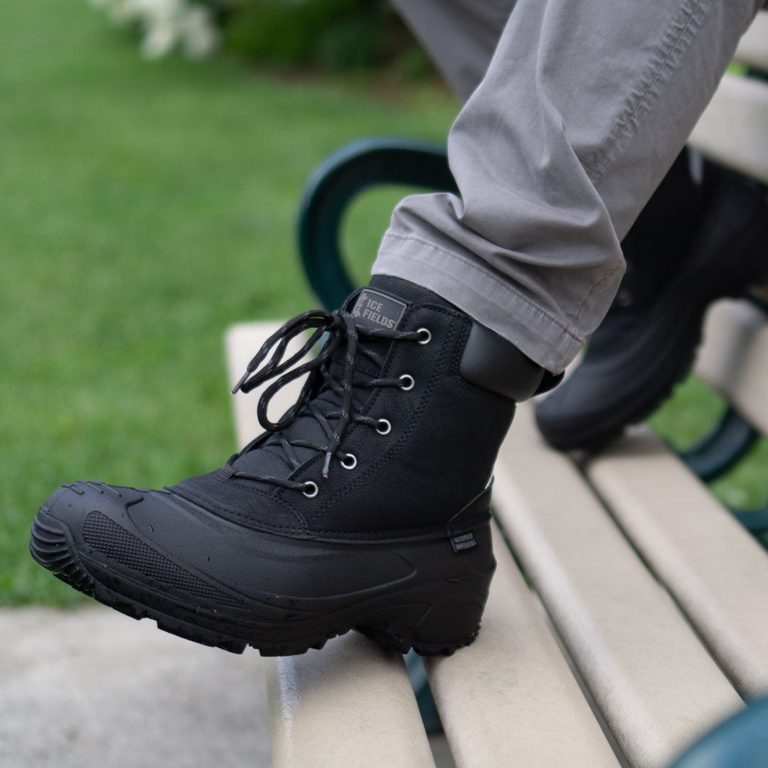 Black Men's vegan leather Boot #color_black