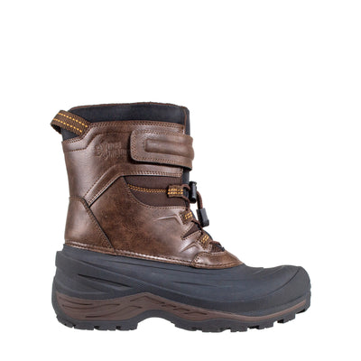 men's mid height, brown, synthetic leather, insulated shell boot