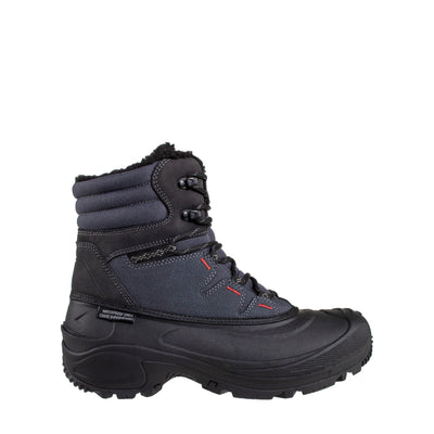 men's low cut navy-black boot with red accents