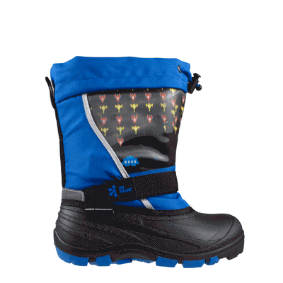 kid's light-up blue pac boot with fun alien lenticular front panel and velcro strap #color_blue