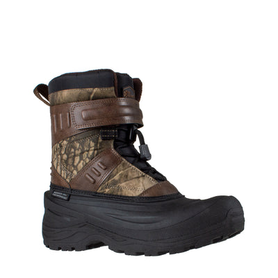 Men's mid height brown camo boot, velcro and bungee fastening system #color_camo