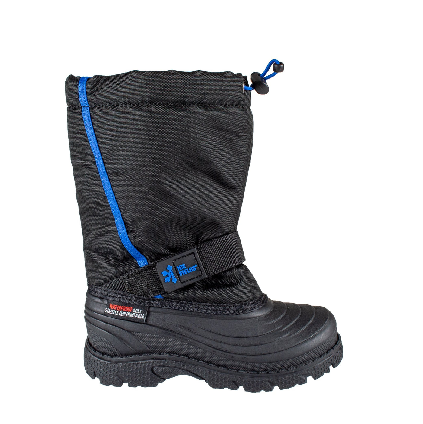 black kids insulated waterproof winter boots #color_blue
