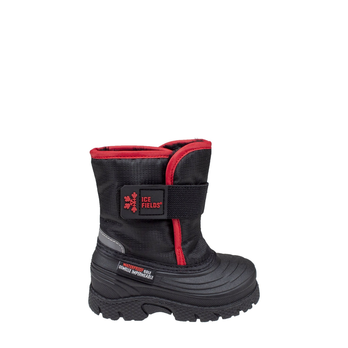 black with red accents insulated waterproof infants boots #color_black