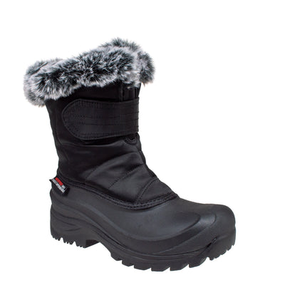 black_alternate insulated women's winter boots with fur collar