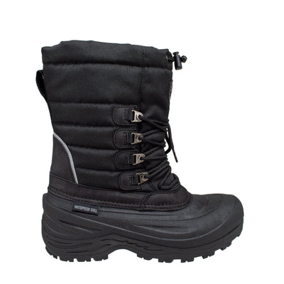 men's black pac boot with lacing and top bungee fastening system with Hydrostopper® anti-slip pods on bottom of boot
