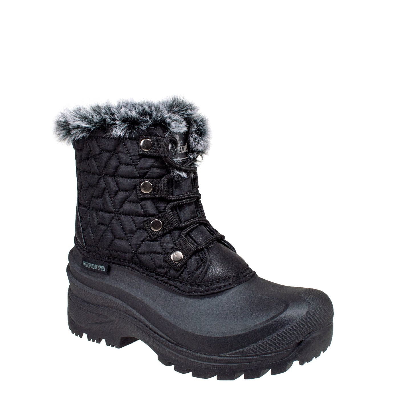 black insulated women's winter boots with faux fur collar #color_black