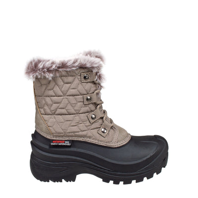 taupe insulated women's winter boots with faux fur collar #color_taupe