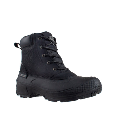 Men's low cut, black, vegan leather Boot #color_black