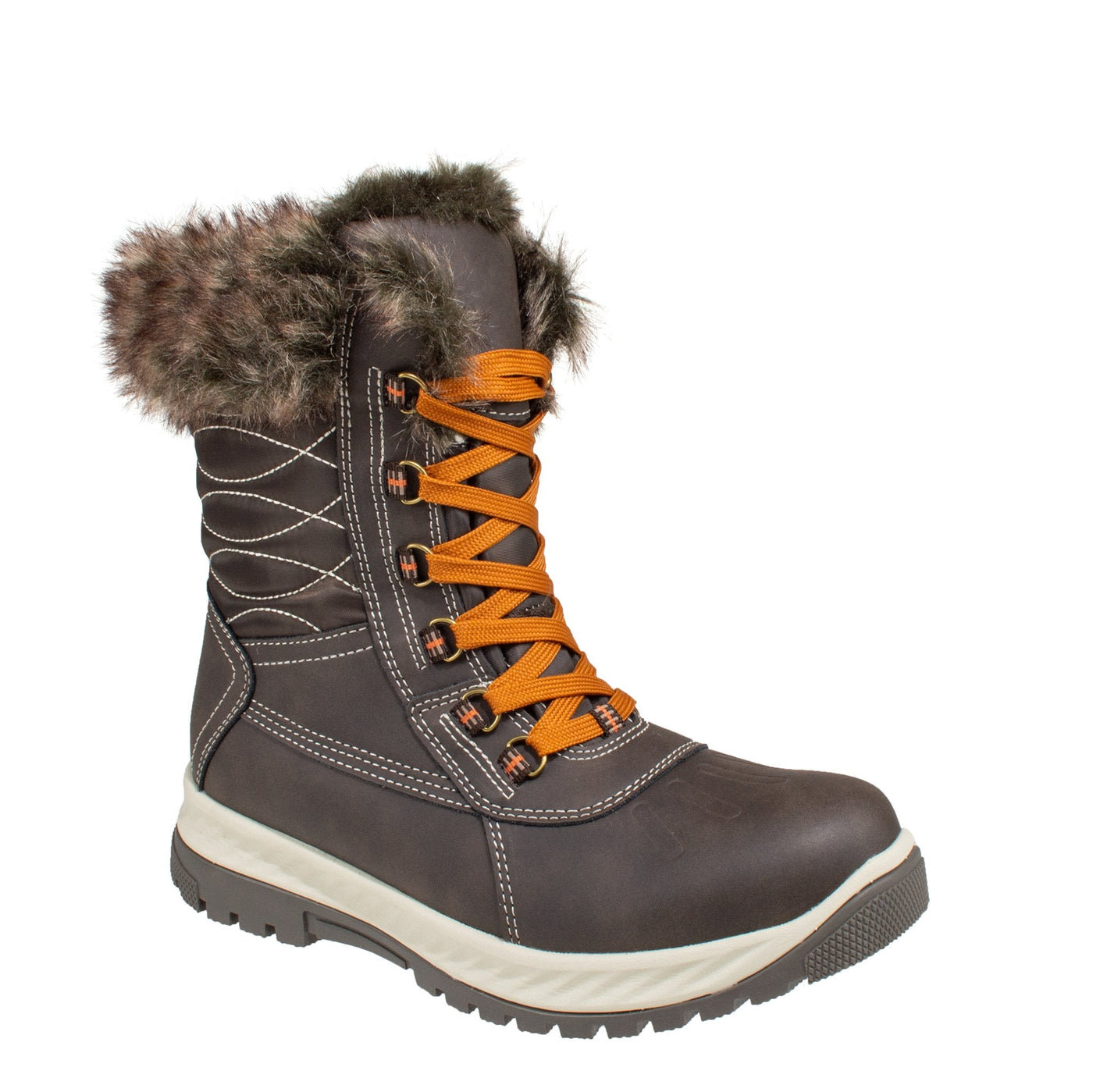 women's dark brown, stylish vegan leather winter boot