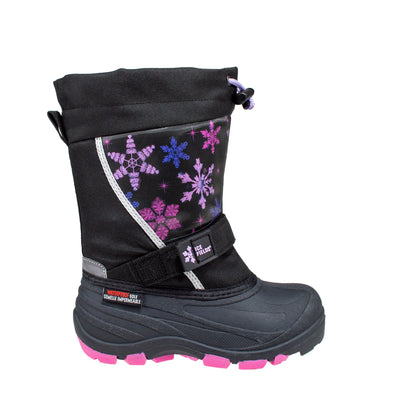 black lenticular fun light up warm kids winter boots #color_black